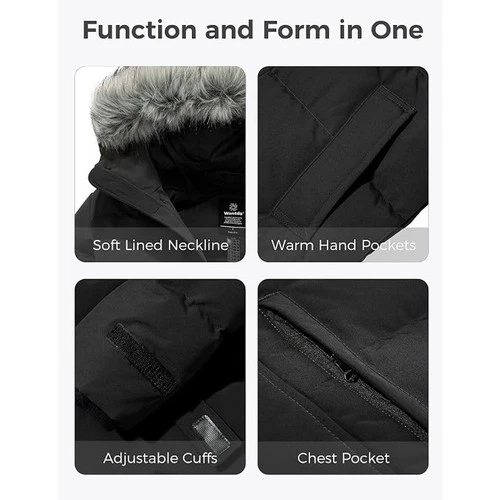 wantdo Men's Winter Jacket Thicken Winter Coat Warm Puffer Jacket with Faux Fur image 6