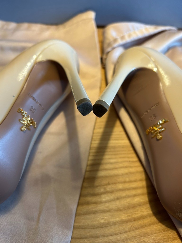 Prada Beige Patent Leather Nude Pointy Pumps Stiletto Sz US 6 EUR 36- 4 in heel thumbnail 7