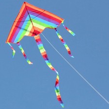 Rainbow Kite Easy Fly Kids Outdoor Beach Kite Colorful Delta Kite with Line Fun