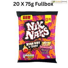 Nik Naks Xtra Hot 'N' Fiery Crisps 20x75g/New Edition/Trend snack/Corn Crisp