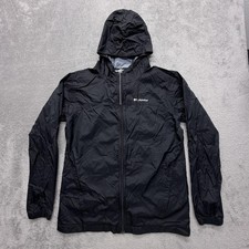 Columbia Jacket Kids XL Black Windbreaker Hooded Lined Pockets Lightweight
