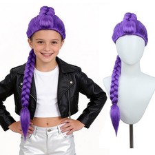 MAGQOO Purple Braid Wig Long Purple Braid Cosplay Wig Halloween Cosplay Costume