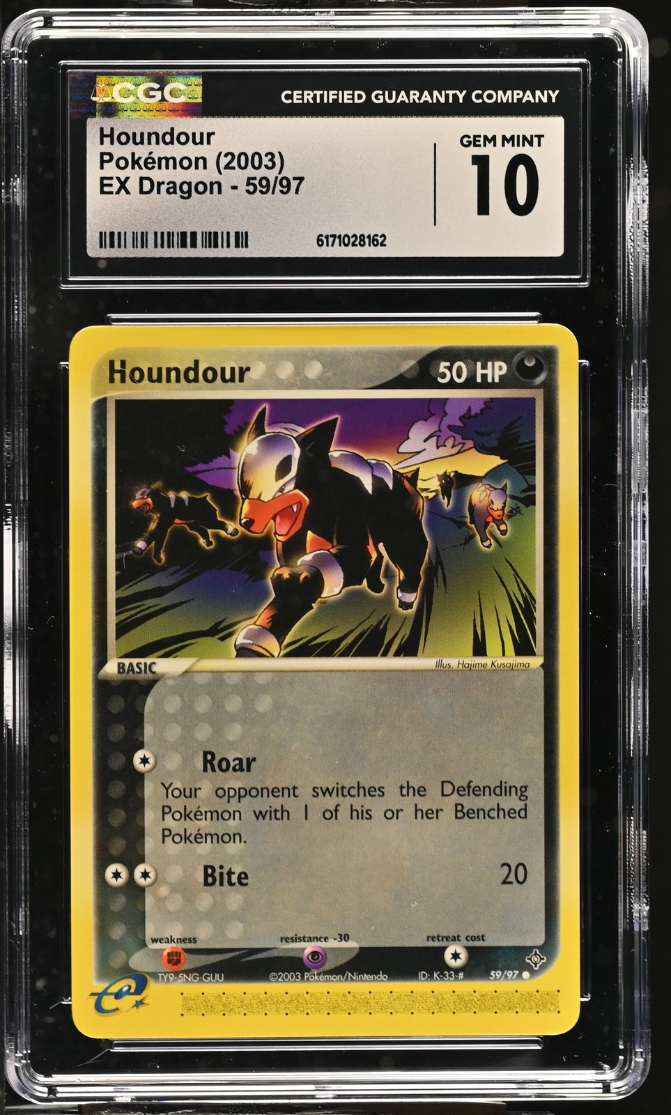 CGC 10 GEM MINT Houndour 59/97 EX Dragon Pokemon Card