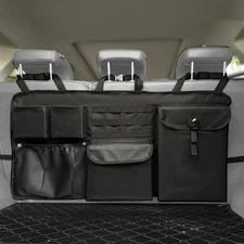 Car Trunk Organizer with Multiple Storage Compartments, Mesh Pockets, Black