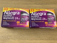 2 Allegra Allergy 24HR Fexofenadine HCL 180 mg /Antihistamine 40 Ct Exp: 10-2025