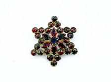 Antique Victorian Garnet=Colored Czech Glass Star Pin