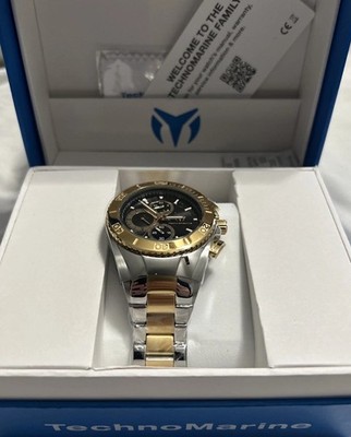 TechnoMarine Manta Ocean Mens Two-Tone Gold Dual Time Zones Watch