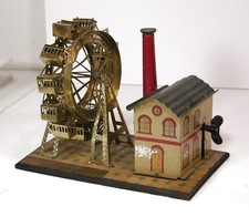ca1890s TIN LITHOGRAPH WIND UP / CLOCKWORK TOY FERRIS WHEEL By GEBRUDER BING