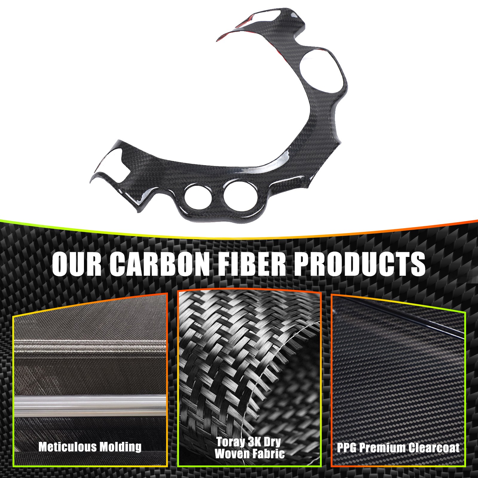 Carbon Fiber Steering Wheel Button Cover For Ferrari 458 Italia Spider 10-16