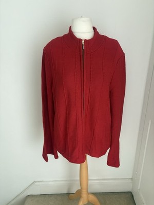 Wynne Collection roter geriffelter Rollkragen-Cardigan mit Reißverschluss Größe Large neu ohne Etikett