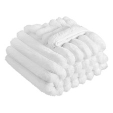 Soft Faux Fur Throw 50x60 Inches - Plush Cozy Blanket for Bed Living Room