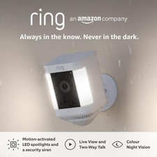 Ring Spotlight Cam Plus Battery Outdoor Security Camera And Spotlight - White