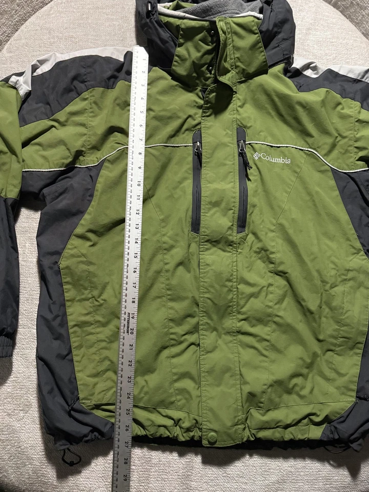 Columbia Jacket Mens Large Green Black Interchange 3 In 1 Hooded Ski Snow Coat - Image 4 of 4
