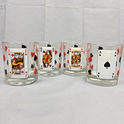 Luminarc Rocks Glasses Poker Playing Card Design Set Of 4 Vintage