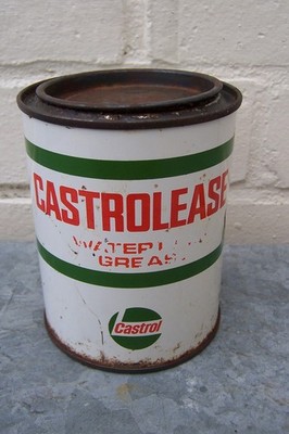 CASTROL CASTROLEASE FETT VINTAGE DOSE TIN AUTO GARAGE DISPLAY PROP AUTOMOBILIA