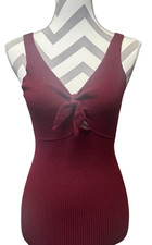 Maroon Ribbed Sleeveless Bodycon Mini Dress - Women’s Size 10