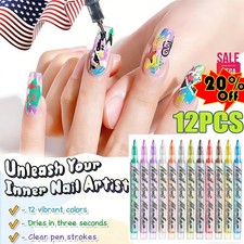12 Colors Nail Art Pens Set, 2026 New DIY Nail Art Markers Drawing Painting Line