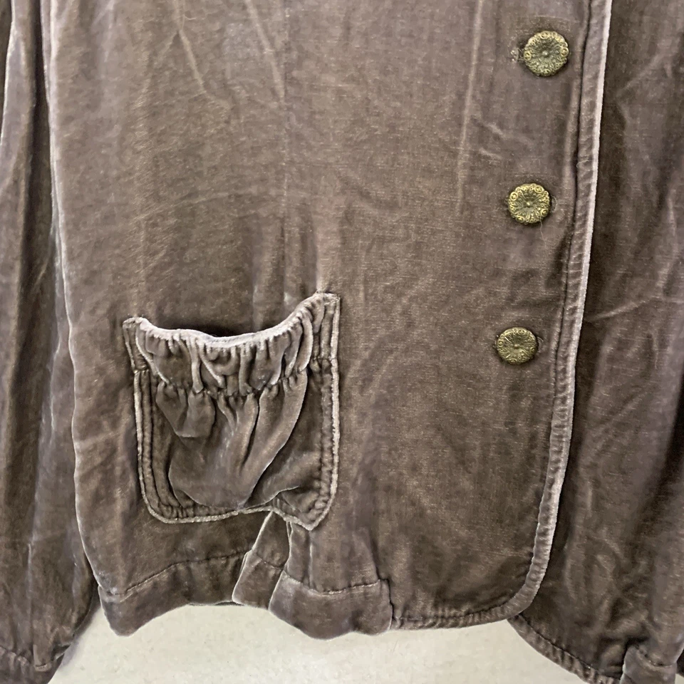 Blazer Mujer Terciopelo Aplastado Talla L Taupe Boho Romántico Capricho Vacaciones Grunge Foto 3 de 4