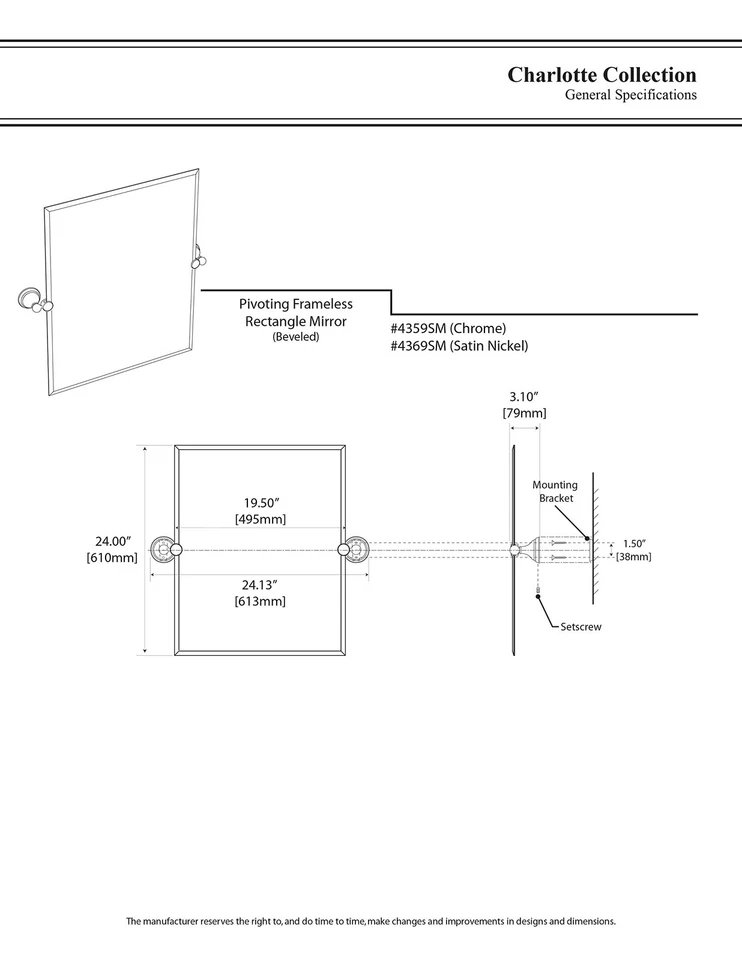 Espejo rectangular pequeño Charlotte 4359SM, cromado Foto 3 de 3