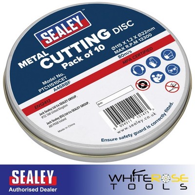 Sealey Metall Trennscheiben 115 mm x 1,2 mm Edelstahl verzinnt 10er Pack