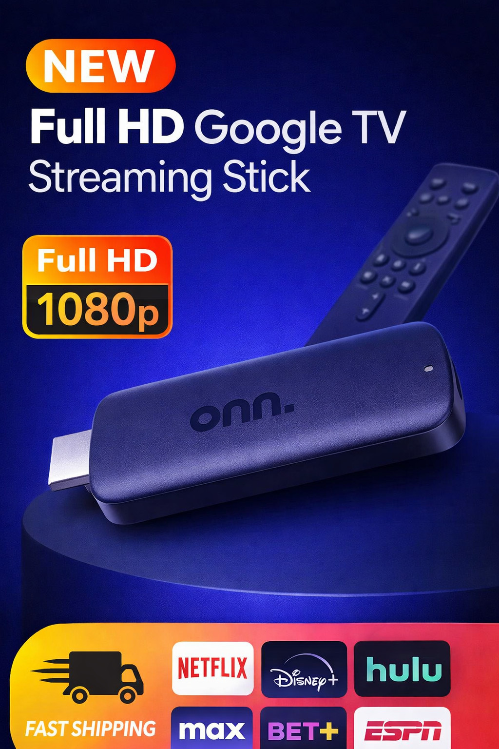 Onn Google TV Full HD Streaming Device 8GB Voice Remote Fast