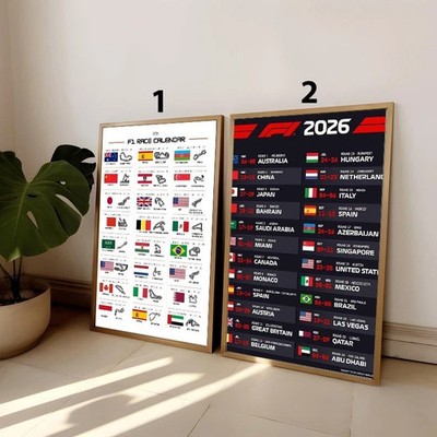 2026 Formula 1 Calendar Poster - F1 Race Schedule Wall Art - Motorsport Season