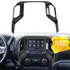 Carbon Fiber Navigation Screen Panel Air Vent Cover Trim For Chevrolet Silverado