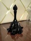 Vintage Fenton Black Amethyst Glass Bell Hand Painted Signed K Lauderman