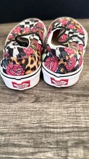 Vans Classic Slip-On Rose Checkerboard Leopard Animal Print Women s Size 6.5. B6