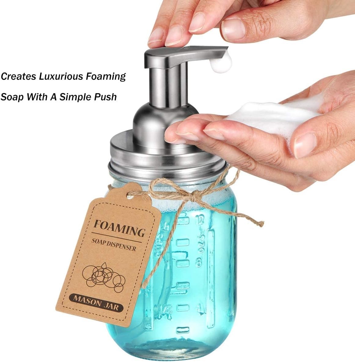 Amolliar Mason Jar Foaming Soap Dispenser Pump Lids, Brushed Nickel 2pack 