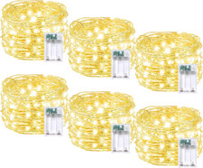 6 Pack Fairy Lights Battery Operated with Timer, Each 20FT 60LED Christmas Strin