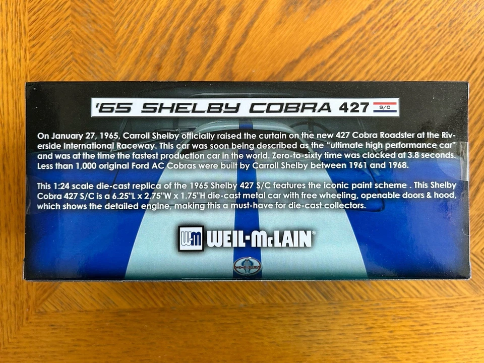 1:24 1965 Shelby Cobra 427 S/C Weil McLain Exclusive - BLUE - Image 3 of 3