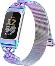 Metal Bands Compatible with Fitbit Charge 6/ Charge 5 Bands for Women Men, Styli