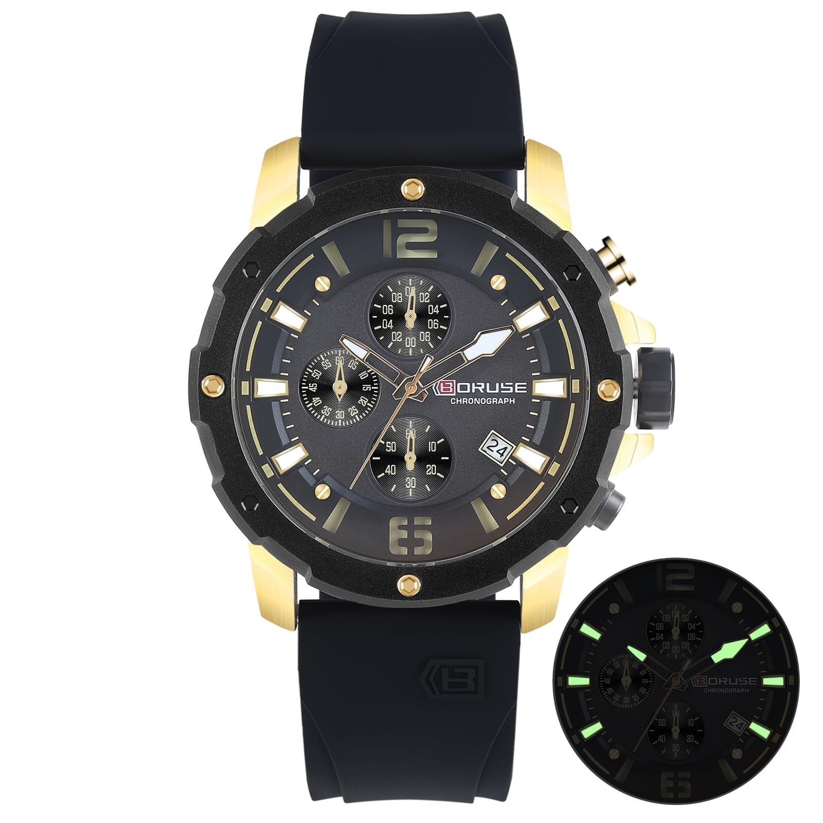 Men's Waterproof Sport Chronograph Analog Quartz Watch with Luminous Dial