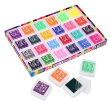 24-Color Ink Stamp Pad Set Art Crafts Kid-Friendly Non-Toxic Washable Scrapbook