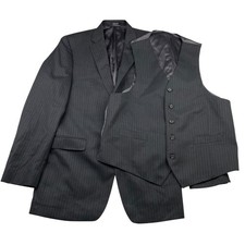 Ralph Lauren LRL Men's 100 Wool Slim 2-Piece Blazer  Vest Gray Stripe   42L