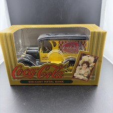 Coca-Cola Chevrolet Delivery Truck Vintage Diecast Metal Bank Yellow ERTL 9432