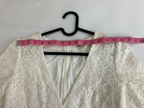 Abito Saint Laurent manica lunga scollo a V scollato bianco maxi taglia S NUOVO - Foto 5 di 10