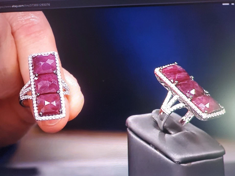 Anillo Rarities Carol Brodie Plata 925 Rubí y Circón Talla 7 Nuevo sin Etiquetas  Foto 4 de 4