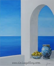 BLUE HORIZON, original painting on canvas, acrylic,  16" x 20"