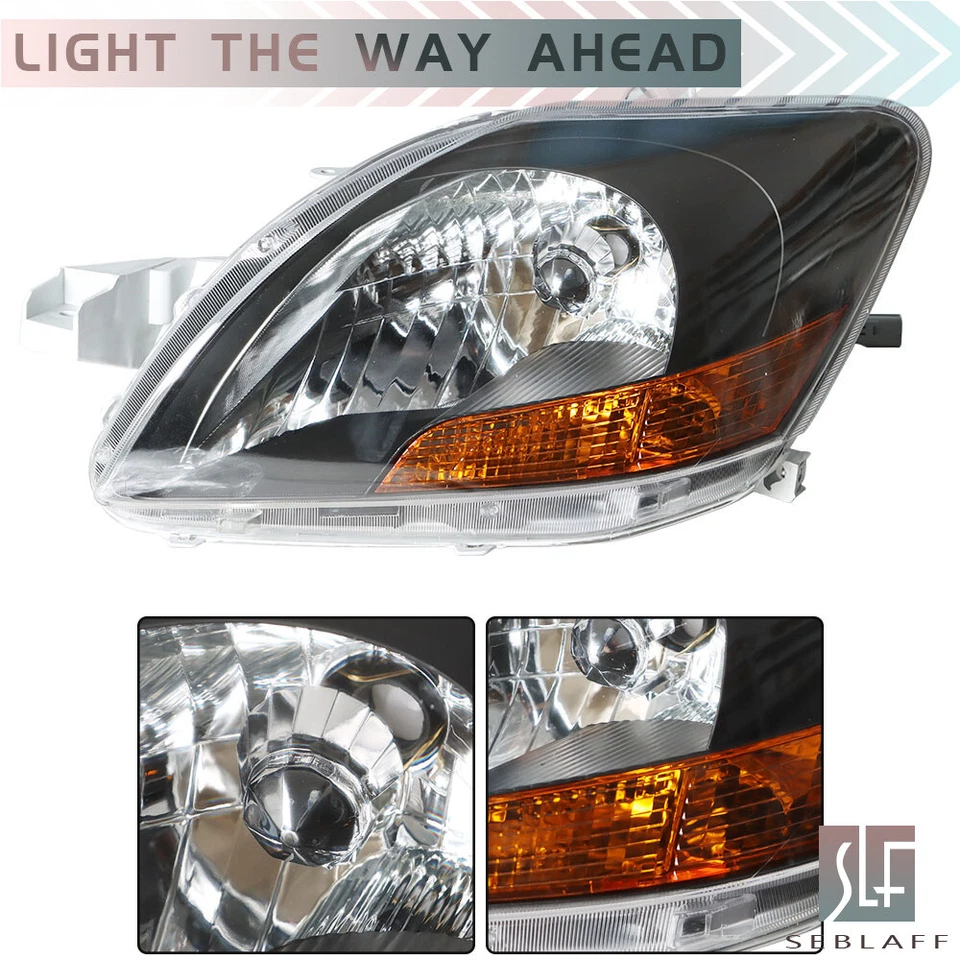 Faros delanteros negros izquierda+derecha para Toyota Yaris 2007-2011 sedán 4 puertas 07-11 Foto 3 de 4