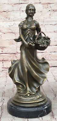 Milo 100% Bronze Statue Mädchen Mit / Blumen Deko Tänzer Skulptur Hot Guss Sale