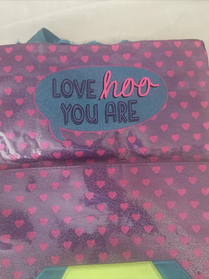 Justice Cross Body Messenger Bag - Purple w/ Blue Fur Owl & Pink Hearts - Rare - Image 4 of 4