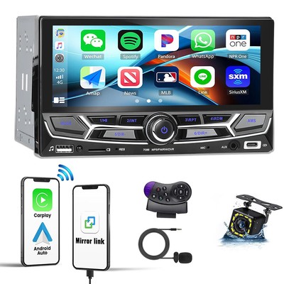 6.86'' 2 Din Autoradio Apple Carplay Auto Bluetooth AUX-IN FM USB Type-C + Kamera