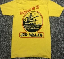 Vintage Joe Walsh Music Tour Heavy Cotton Yellow All Size Unisex T ShirtAA1608