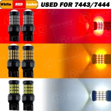 2X 7443 7440 7444 LED Turn Signal Switchback White/Amber DRL Parking Light Bulbs