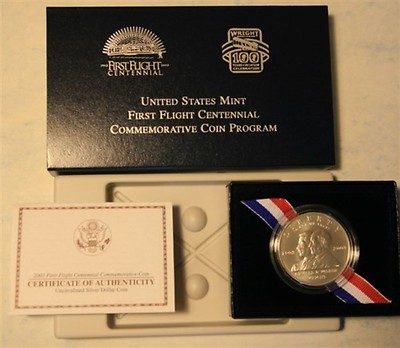 2003 First Flight Centennial US Silver $1 BU Wright Bros-original mint packaging