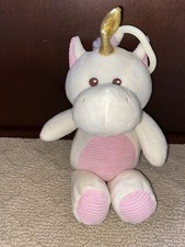 KellyToy Kelly Baby Unicorn Lovey Plush Stuffed Rattle Toy With Clip Hook EUC