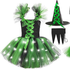 Tutu Dreams Witch Dress for Girls Kids Halloween Costumes with Witch Hat, XL