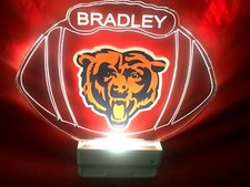 Chicago Bears NFL Night Light Personalized LED Plug In With Dusk to Dawn Sensor